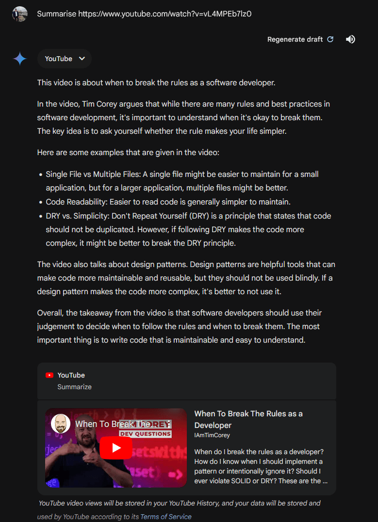 Gemini summary of the video