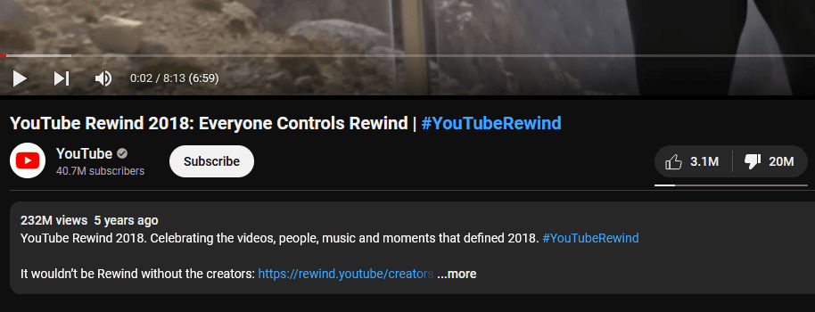 youtube dislike count still on a youtube video