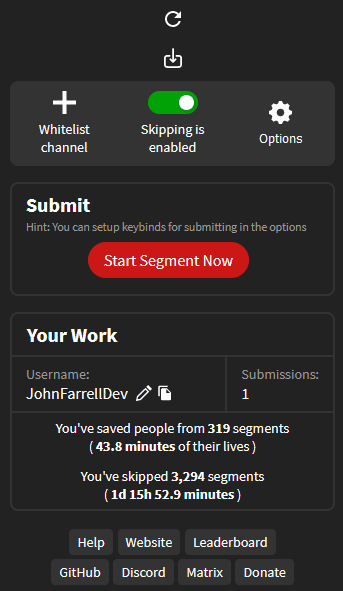 time saved by Sponsor Block, 1 day 16 hours